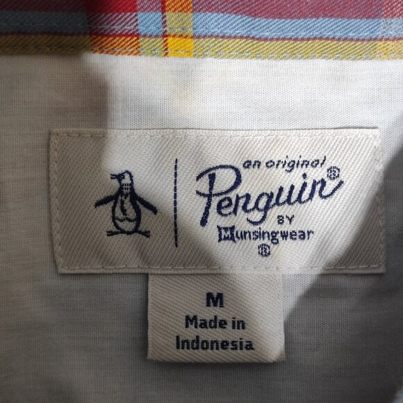 An Original Penguin by Munsingwear button down shirt men's sz M light blue check - Picture 6 of 11